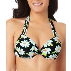 SALT COVE JUNIORS SZ SMALL BIKINI TOP DAISY DANCE STRAPPY U BLACK MULTI NEW!
